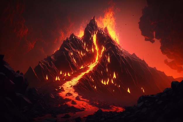 Ein Feuer auf dem Berg kommt zum Fuß des Berges.