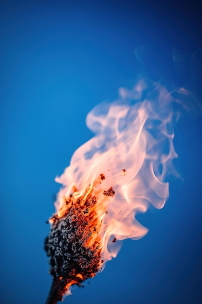 Ein Feuer brennt in einem blauen Hintergrund