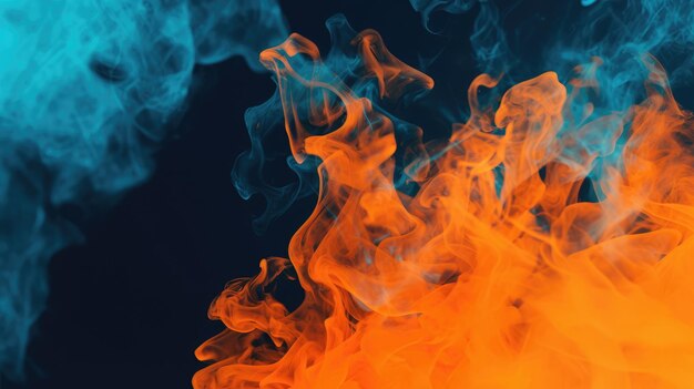 Ein Feuer in einem blauen und orangefarbenen Hintergrund generative KI