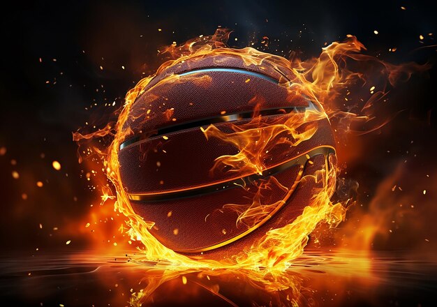 Ein Feuerbasketball mit Funken