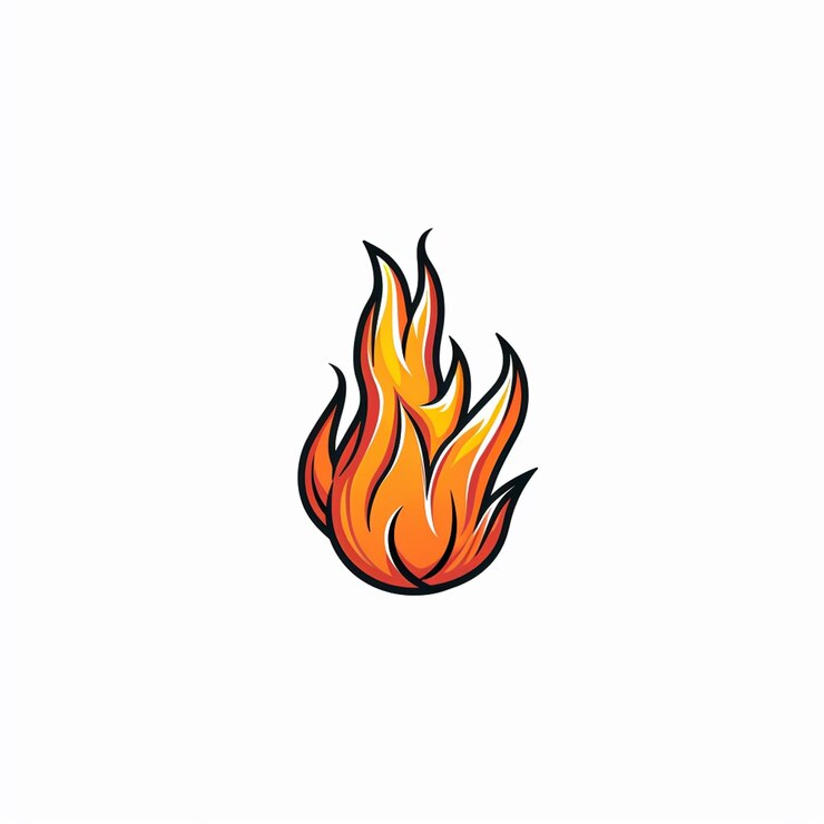 Foto ein feuersymbol auf weißem hintergrund