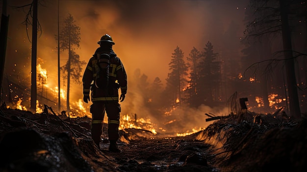 Ein Feuerwehrmann am Brandort