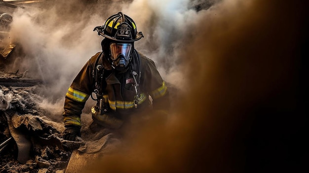 Ein Feuerwehrmann durchbricht mithilfe generativer KI eine Rauchbarriere