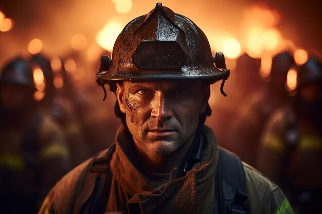 ein Feuerwehrmann steht vor einem Feuer und verkörpert Generative ai