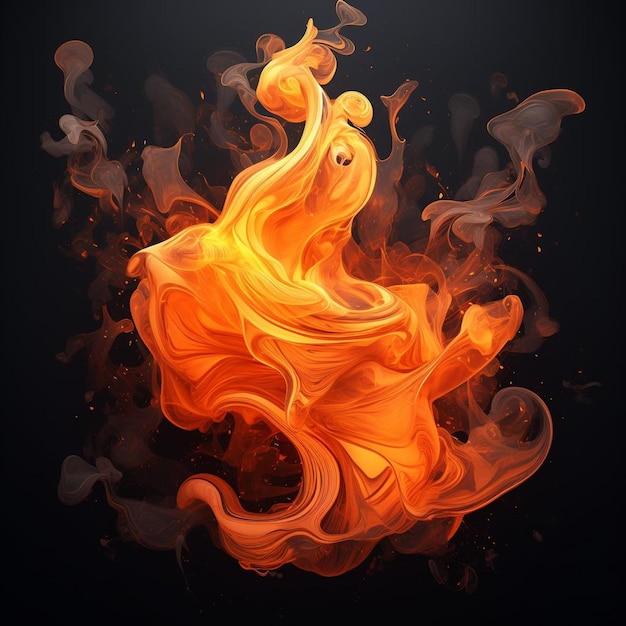 ein feuriges orange-gelbes Feuer mit der Aufschrift „Feuer“ darauf.