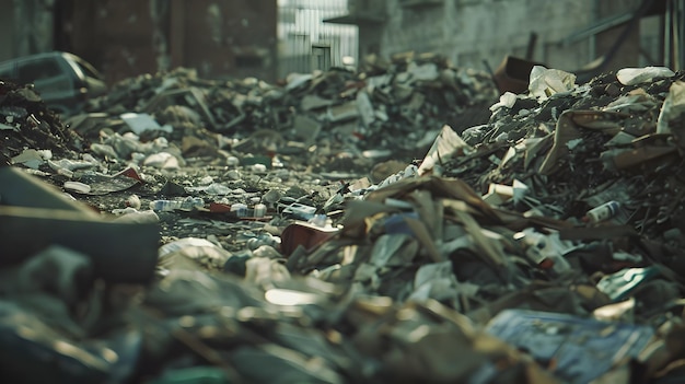 Foto ein filmbild einer mit müll gefüllten deponie