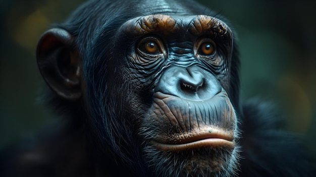 ein filmisches und dramatisches Porträtbild für einen Gorilla