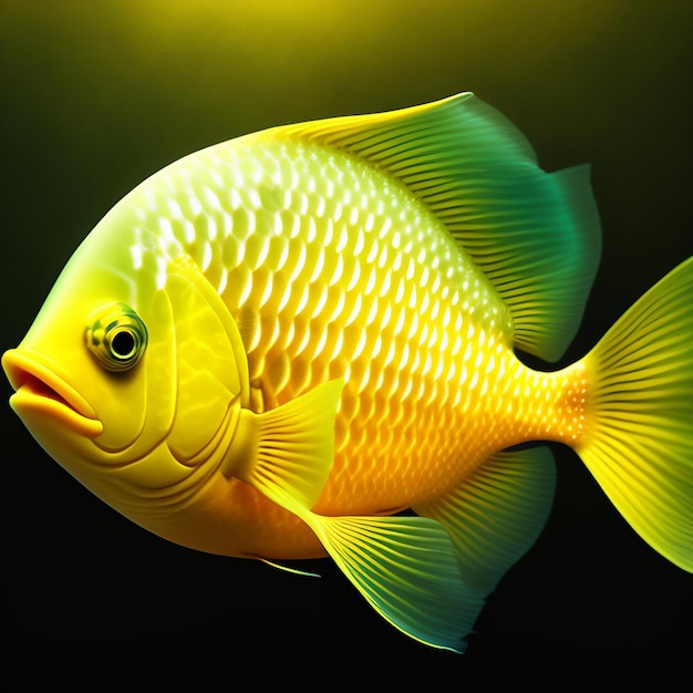 Foto ein fisch, der im wasser schwimmt, und farbenfroher hintergrund