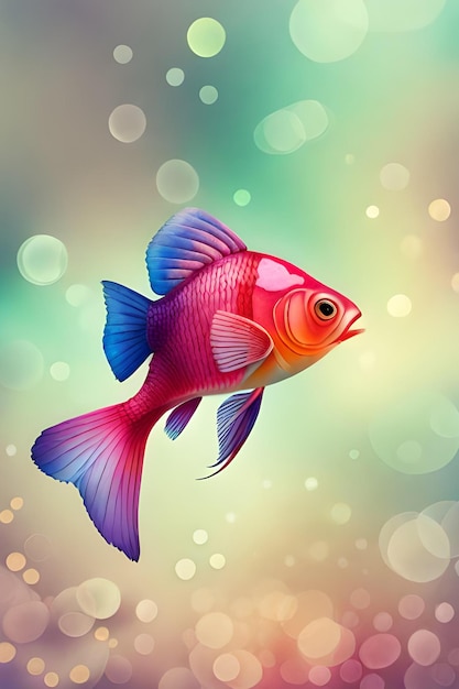 Ein Fisch mit blauem und rosa Hintergrund.