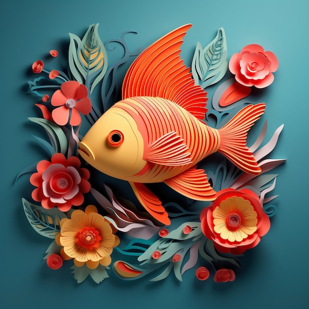 ein Fisch mit Blumen und ein Fisch im Hintergrund