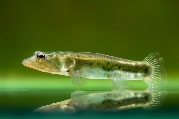 Ein Fisch mit grünem Hintergrund