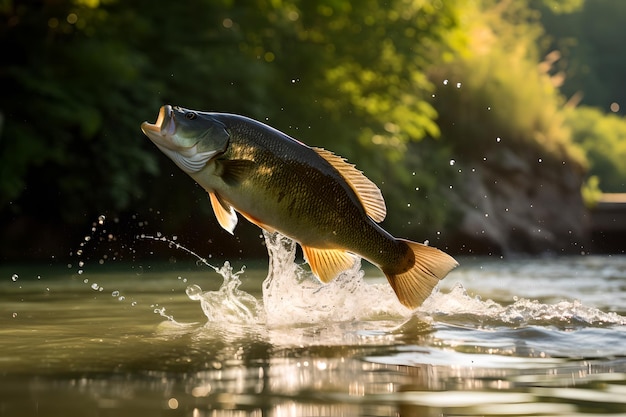 Ein Fisch springt aus dem Wasser