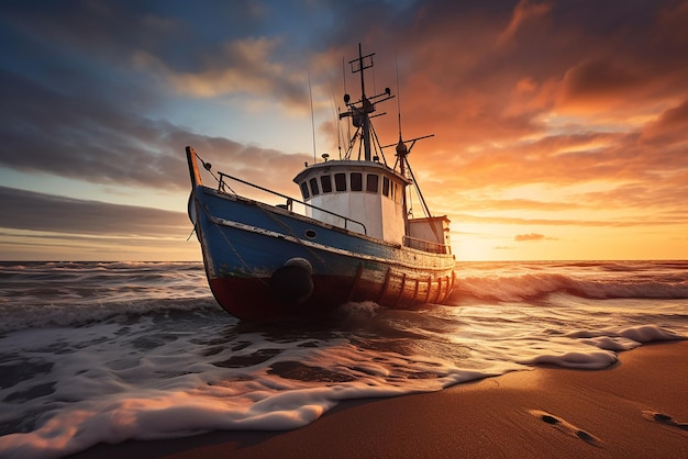 Ein Fischerboot an der Küste der Ostsee