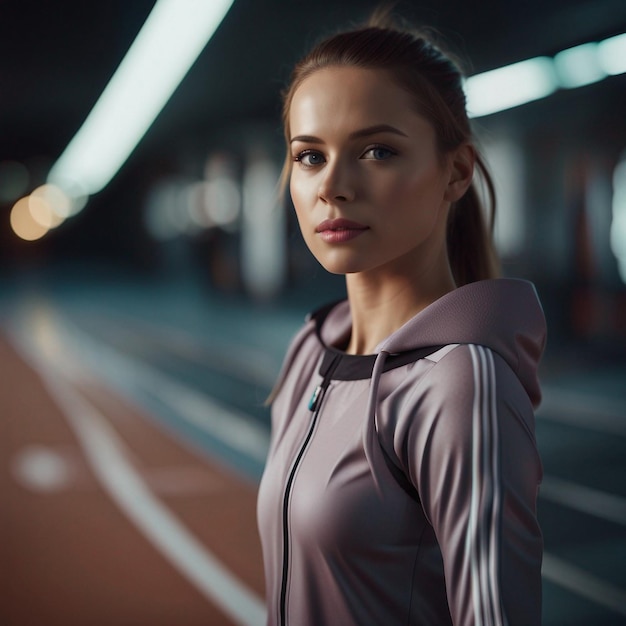 Ein Fitness-Studio-Mädchen im Tack-Anzug