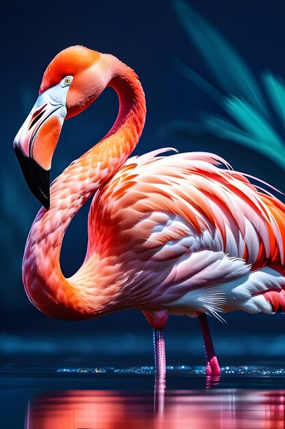 Foto ein flamingo im cartoon-stil, isoliert im hintergrund