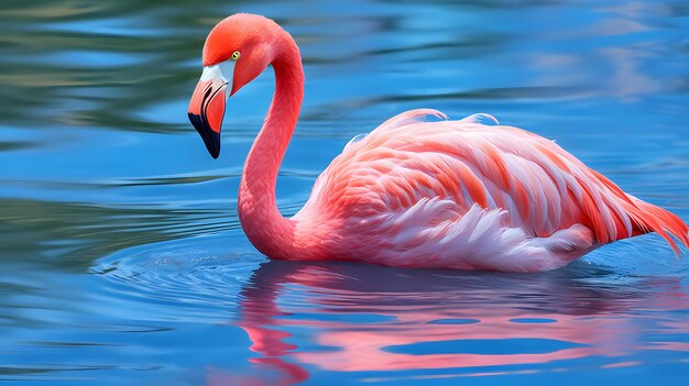 Ein Flamingo im Wasser