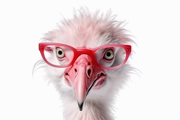 ein Flamingo mit Brille auf dem Kopf