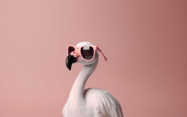 Ein Flamingo mit rosa Sonnenbrille