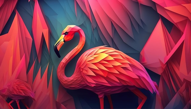 Ein Flamingo wird in einer farbenfrohen Illustration gezeigt
