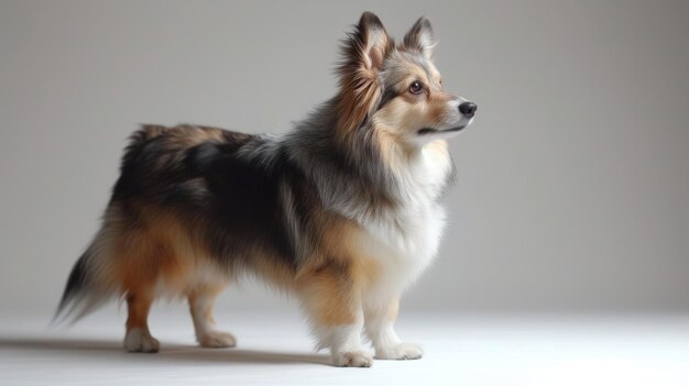 Ein flauschiger Pembroke-Welsh Corgi-Hund