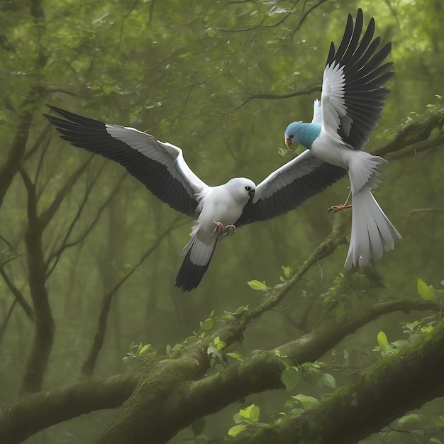 ein fliegender Vogel im Wald