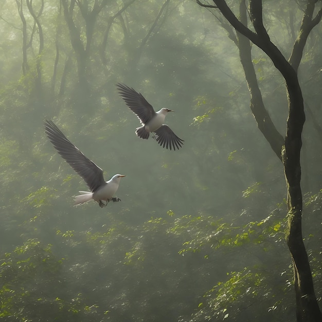 ein fliegender Vogel im Wald