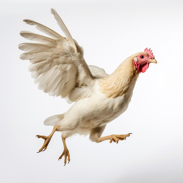 Ein fliegendes Huhn in perfektem, üppigem, weichem Licht