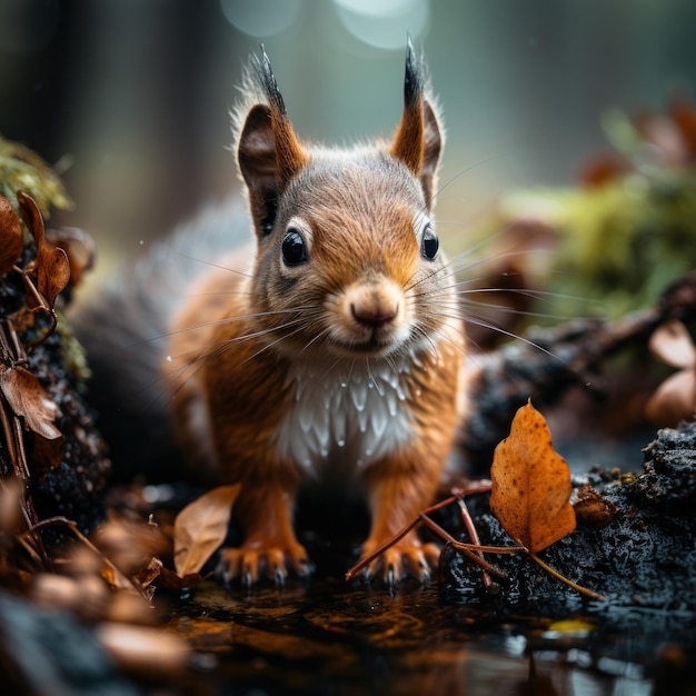 Ein flinkes Eichhörnchen huscht auf der Suche nach Eicheln einen Baum hinauf