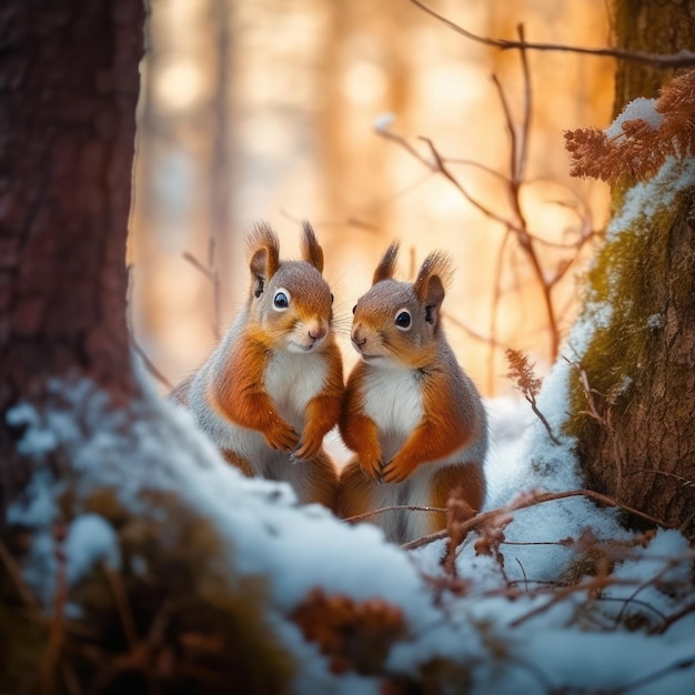 Ein flinkes Eichhörnchen huscht auf der Suche nach Eicheln einen Baum hinauf