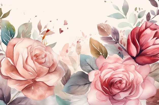 Ein floraler Hintergrund mit rosa und roten Rosen
