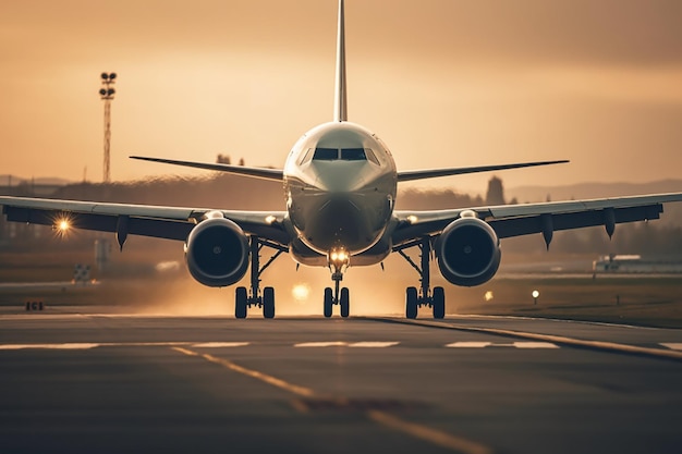 Ein Flugzeug auf der Landebahn eines Flughafens