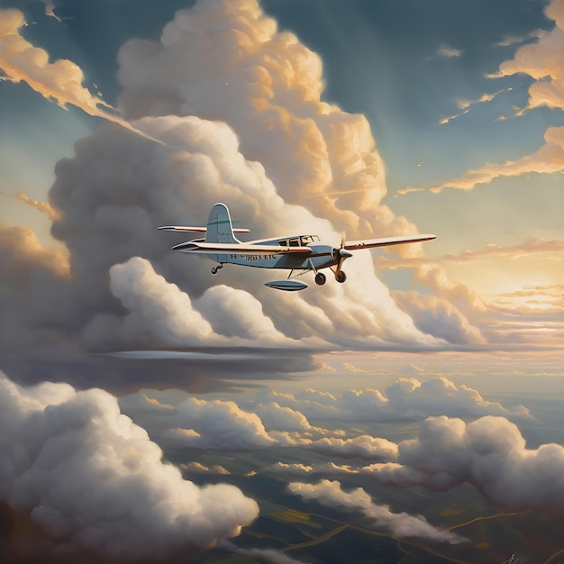 Ein Flugzeug, das über den Wolken fliegt