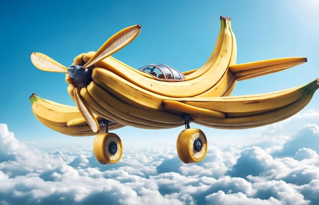 ein Flugzeug, das vollständig aus Bananen gebaut wurde