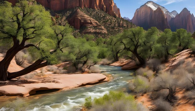 ein Fluss fließt durch eine Schlucht mit einem Wasserfall im Hintergrund