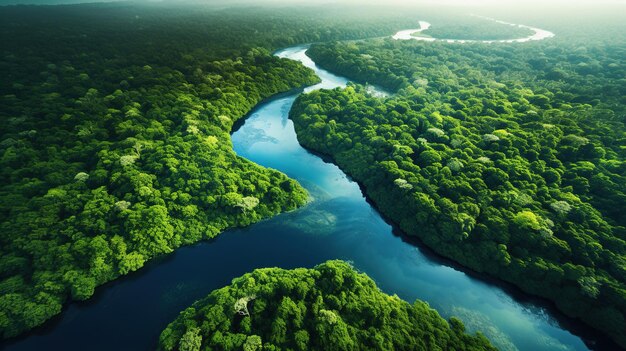 Ein Fluss fließt durch einen Wald.