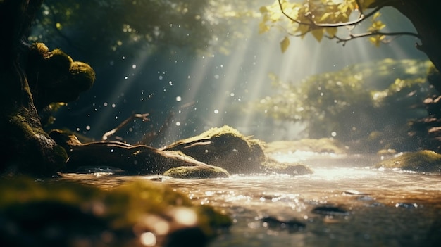 ein Fluss mit einem Baumzweig im Wasser