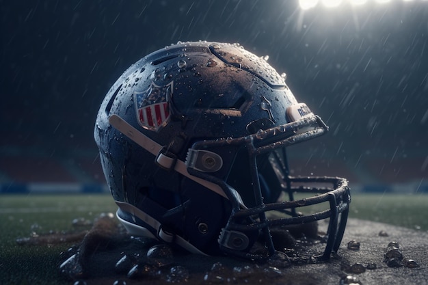 Ein Football-Helm mit dem Wort „USA“ darauf