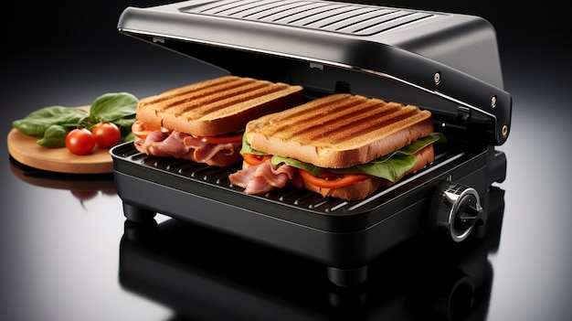 Ein Foto, das die sauberen Linien und das Design eines hochwertigen elektrischen Grills zeigt