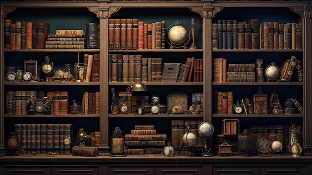 Ein Foto, das die Texturen und Muster eines Bücherregals zeigt, das mit Bücherbindern gefüllt ist