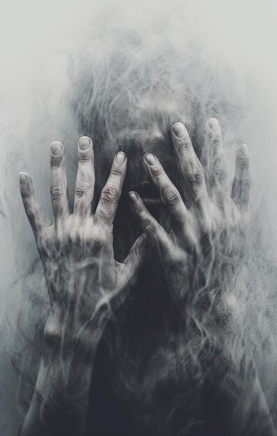 ein Foto der mit Frost bedeckten Hände einer Person.