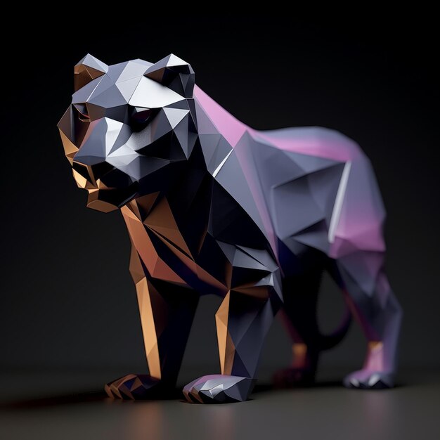 Foto ein foto des polygonalen origamipanthers