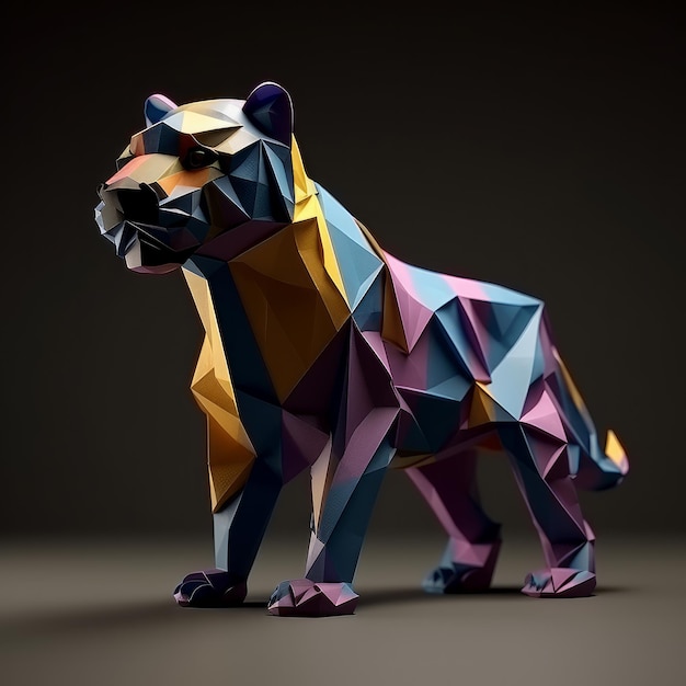 Ein Foto des polygonalen Origamipanthers