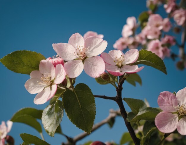 ein Foto einer Apfelpflanze mit hellen weißen Blüten