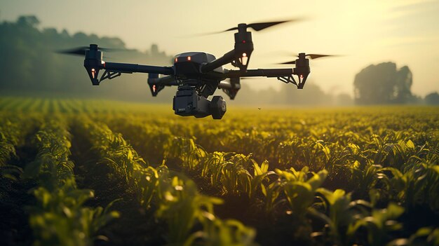 Ein Foto einer autonomen Landwirtschaftsüberwachung mit Drohnen