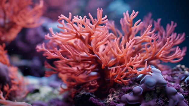 Ein Foto einer beeindruckenden Nahaufnahme eines lebhaften Korallenriffs