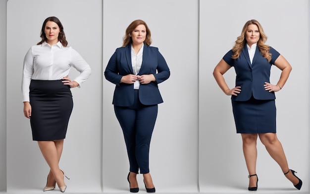 Ein Foto einer dicken Frau mit Bürobekleidung Plus-Größe Manager-Hintergrund
