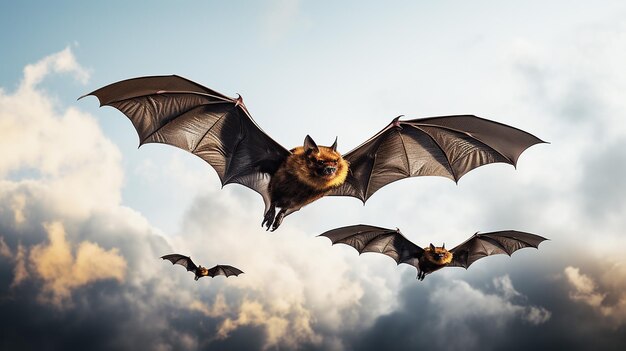 Foto ein foto einer fliegenden fledermaus