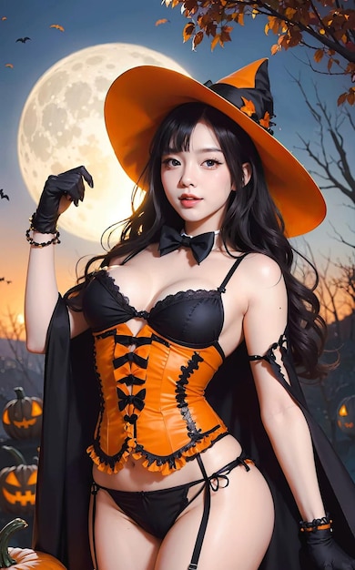ein Foto einer Frau, die Halloween-Kleidung trägt