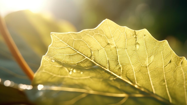 Foto ein foto einer nahaufnahme eines sonnenbeschienenen palmenblattes