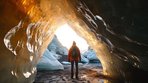ein Foto einer Person in einer EishöhleEishöhle in Islandein Sinn für Abenteuer